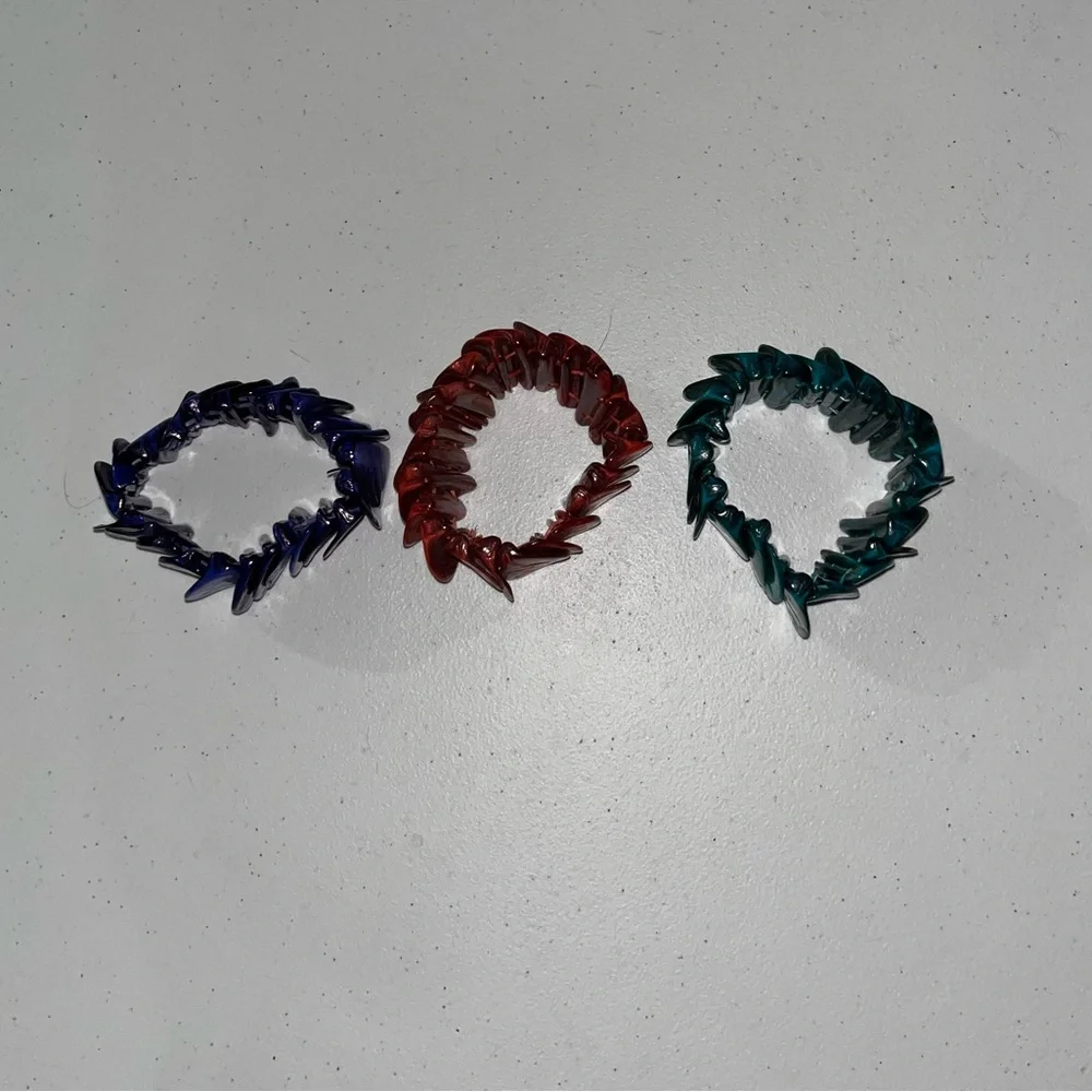Vintage Matching Set of 3 Bundle Mother of Pearl Beaded Semicircular Bracelets